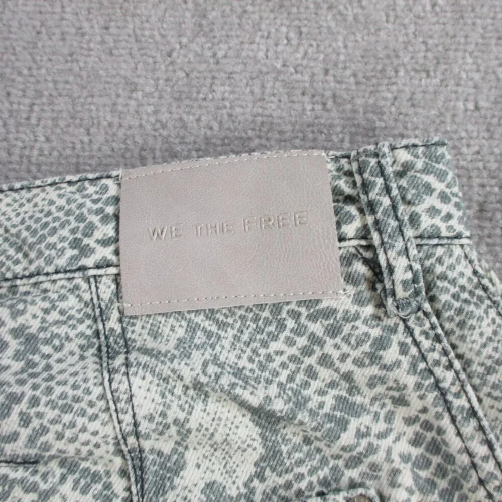 We The Free Jeans Womens 32 Snake Print Good Luck Barrel Wide Leg Pants NEW - Picture 7 of 15